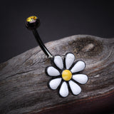 Blackline Adorable Spring Daisy Belly Button Ring-Black/Yellow