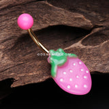 Adorable Pink Strawberry Non Dangle Belly Button Ring-Pink