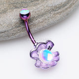 Colorline Iridescent Revo Ariel's Shell Belly Button Ring-Purple/Light Purple