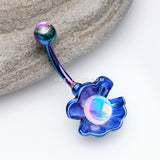 Colorline Iridescent Revo Ariel's Shell Belly Button Ring-Rainbow