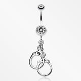 Handcuff Sparkle Belly Ring-Clear