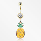 Golden Sweet Juicy Pineapple Belly Button Ring-Clear