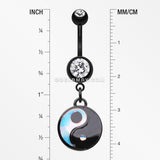 Blackline Iridescent Revo Yin Yang Sparkle Belly Button Ring-Black/Clear