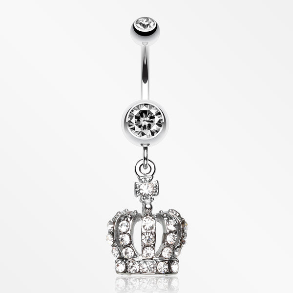 Dazzling Royal Crown Belly Ring-Clear