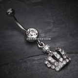 Dazzling Royal Crown Belly Ring-Clear