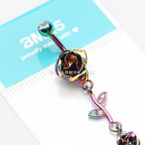 Colorline Bright Metal Rose Belly Button Ring-Clear