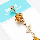 Golden Bright Metal Rose Belly Button Ring-Clear