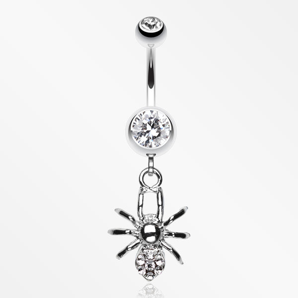 Spider Sparkle Belly Ring-Clear