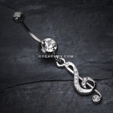 G Clef Music Note Sparkle Belly Ring-Clear