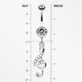 G Clef Music Note Sparkle Belly Ring-Clear