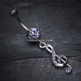 G Clef Music Note Sparkle Belly Ring-Tanzanite