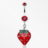 Vibrant Strawberry Dangle Belly Ring-Red