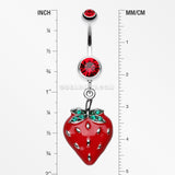 Vibrant Strawberry Dangle Belly Ring-Red