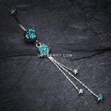 Delicate Star Sparkles Belly Ring-Teal