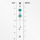 Delicate Star Sparkles Belly Ring-Teal