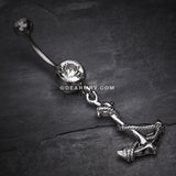 Classic Rope Anchor Belly Ring-Clear