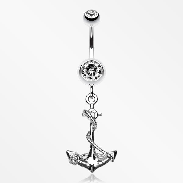 Classic Rope Anchor Belly Ring-Clear
