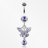 Sparkling Butterfly Gem Belly Ring-Tanzanite