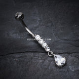 Sparkly Gem Droplet Belly Ring-Clear
