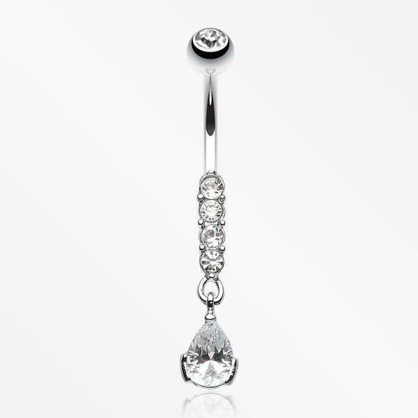 Sparkly Gem Droplet Belly Ring-Clear
