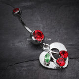 Charming Cherry Heart Belly Ring-Red