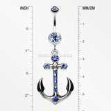 Jeweled Anchor Belly Ring-Blue