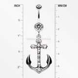 Jeweled Anchor Belly Ring-Clear