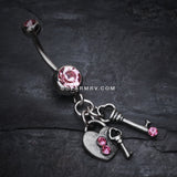 Love Lock Down Belly Button Ring-Light Pink