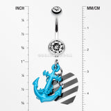 Vibrant Anchor Nautical Heart Belly Ring-Blue