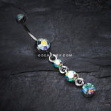 Gems Galore Belly Button Ring-Aqua/Aurora Borealis
