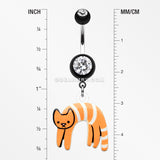 Lounging Kitty Belly Button Ring-Black