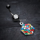 Retro Rubix Cube Belly Button Ring-Black
