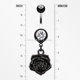 Immortal Rose Belly Button Ring-Black