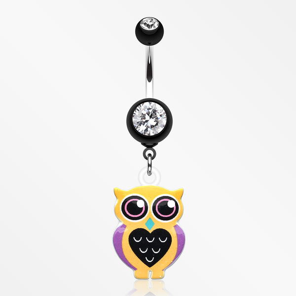 Owl Love Belly Button Ring-Black