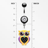 Owl Love Belly Button Ring-Black