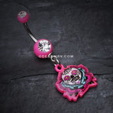 Sugar Skull Rose Belly Button Ring-Pink