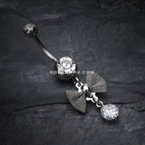 Dainty Bow Gem Sparkle Belly Ring-Clear