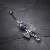 Dainty Bow Gem Sparkle Belly Ring-Tanzanite