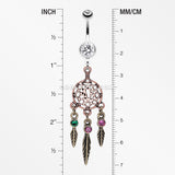 Majestic Elegance Dream Catcher Belly Ring-Clear