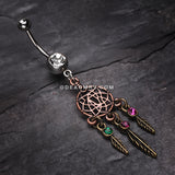 Majestic Elegance Dream Catcher Belly Ring-Clear