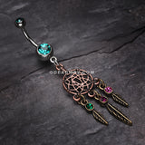 Majestic Elegance Dream Catcher Belly Ring-Teal