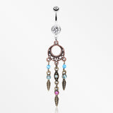 Beautiful Vintage Style Dream Catcher Belly Ring-Clear