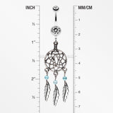 Classic Pewter Dream Catcher Belly Ring-Clear