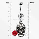 Skull Rose Beauty Belly Ring-Clear