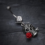 Skull Rose Beauty Belly Ring-Clear
