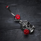 Skull Rose Beauty Belly Ring-Red