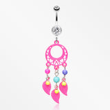 Enchanted Loop Dream Catcher Belly Ring-Pink