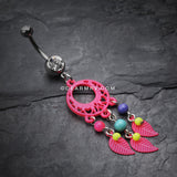 Enchanted Loop Dream Catcher Belly Ring-Pink