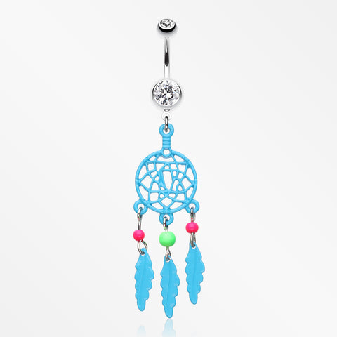 Enchanted Links Dream Catcher Belly Ring-Teal