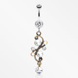 Vintage Pearl Journey Belly Button Ring-Clear